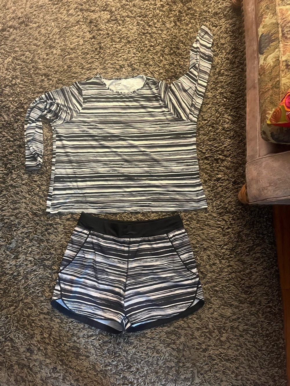 Lands end Striped Two-Piece rash guard bathing suit —